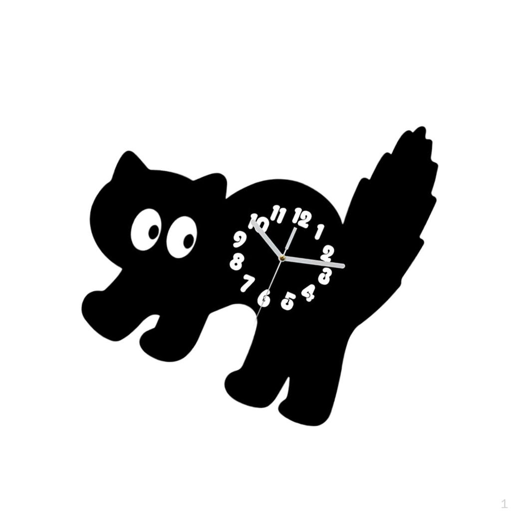 Cat Wall Clock Hanging Silent Gifts Lightweight Acrylic Ornament Decorative for Office Home