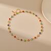 European American Color Block Square Gem Necklace Bohemian Style Women Neck Jewelry