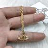 Empress Dowager Cixi Saturn Stud Diamond Necklace: Elegant, Versatile, 3D Planet Design Sweater Chain
