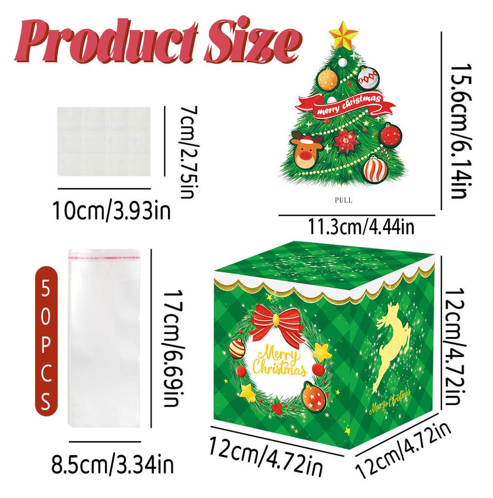 Tree Christmas Green Themed Pattern Gift Box Christmas And Party Events Decor