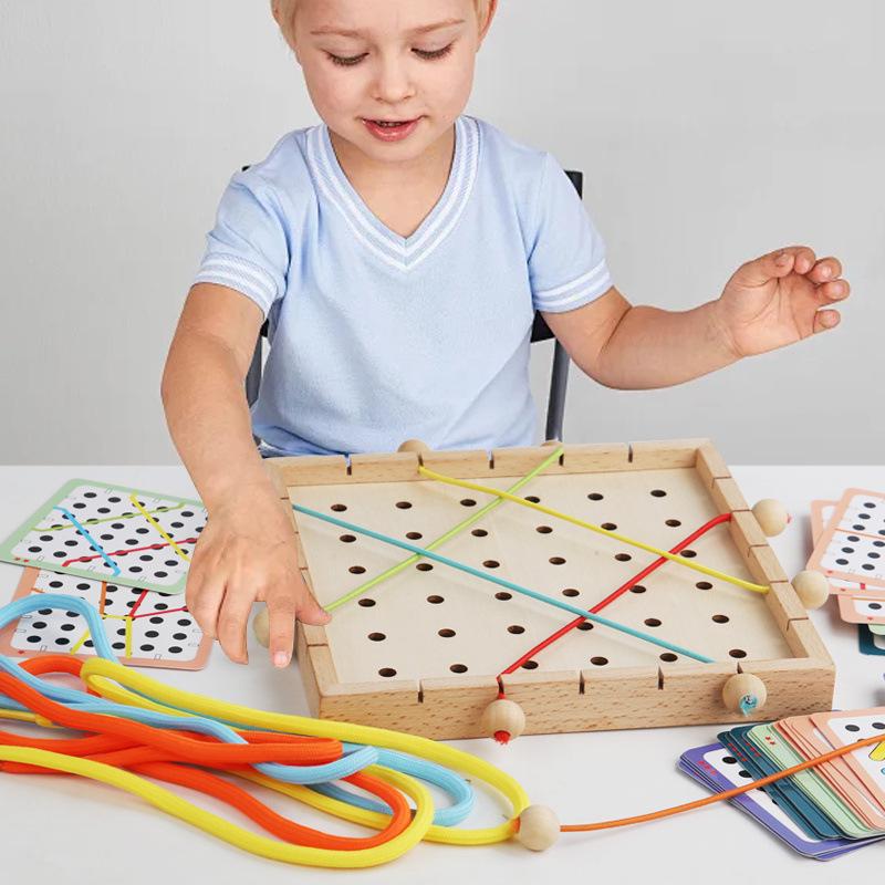 Elastic Rope Stringing Game for Preschoolers: Concentration and Logical Thinking Building Blocks