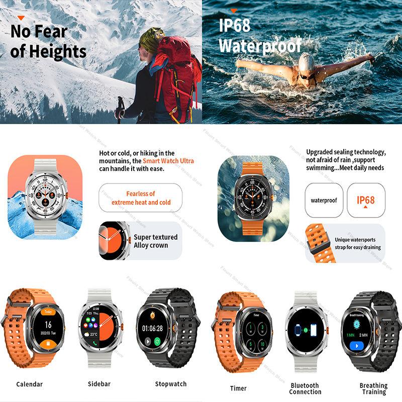 New Original Watch Ultra Smartwatch 47mm AMOLED ChatGPT GPS NFC Compass IP68 Waterproof Clock Bluetooth Call Smart Watch Men
