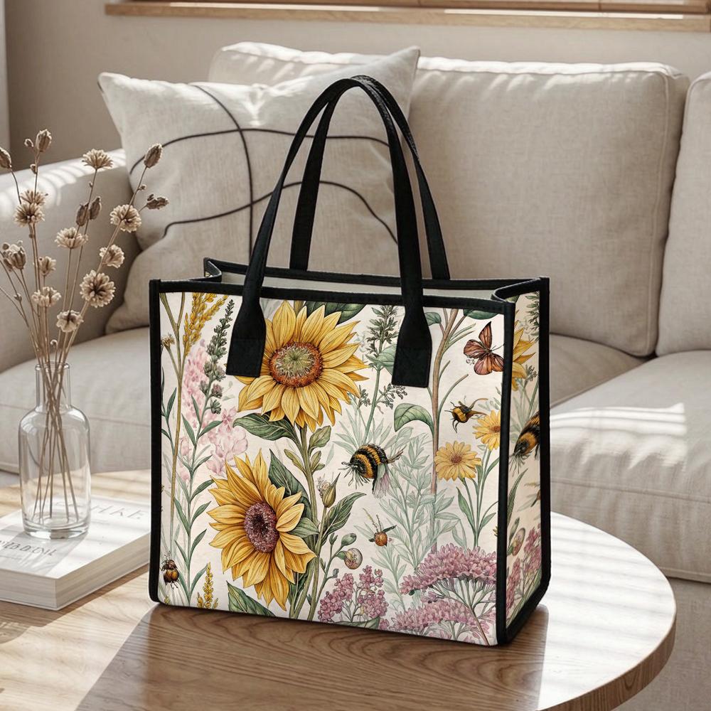 Sunflower Bee Pattern Casual Tote