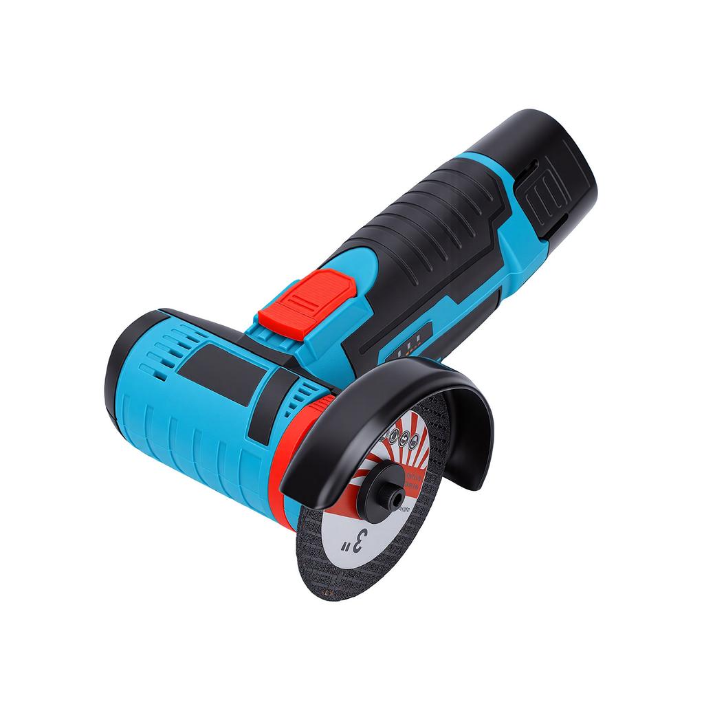12V Mini Cordless Angle Grinder Polisher 19500RPM High Speed, 2 Saw Blades Compatible with Metal Wood Metal Cutting