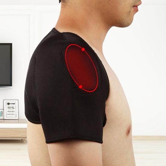 Shoulder Pad Self-heating Magnetic Therapy Faux Leather Adjustable Soft Shoulder Strap for Sports