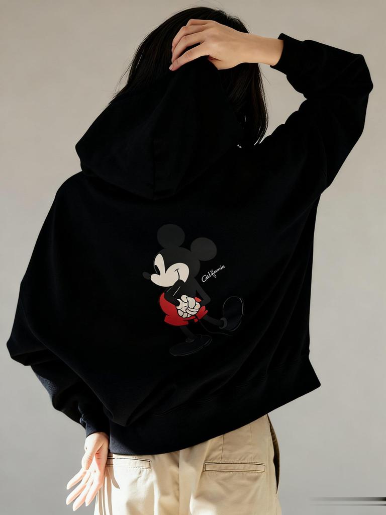 Übergroßes Disney Mickey Print Kapuzensweatshirt Herren Damen Streetwear Locker Lässiger Pullover Jacke Herbst/Winter Mode Y2k Oberteile