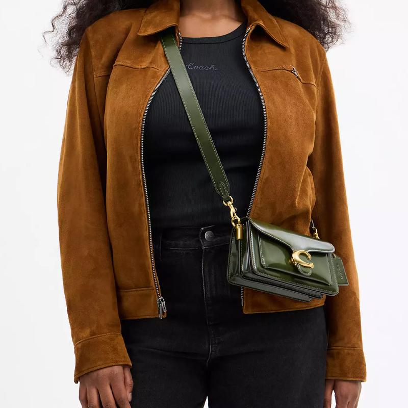 Coach Tabby 20 Metallbesatz Abnehmbarer Schultergurt Leder Schultertasche Kleine Damen Schultertasche Oliv CW632-B4OL