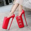 Sexy 30cm Extreme High Heels Platform Shoes Woman Large Size 44 45 Buckle Red Black Women's Heels Pumps Nightclub Stripper Shoes