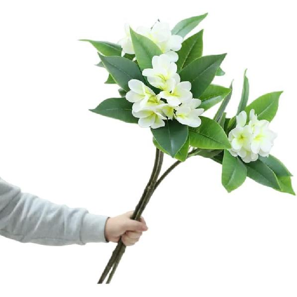 XIYUAN 35.5 Inch Artificial Flowers Artificial Frangipani Flower 2 Stems Lifelike Real Touch Artificial Plumeria Flowers for Home Party Wedding