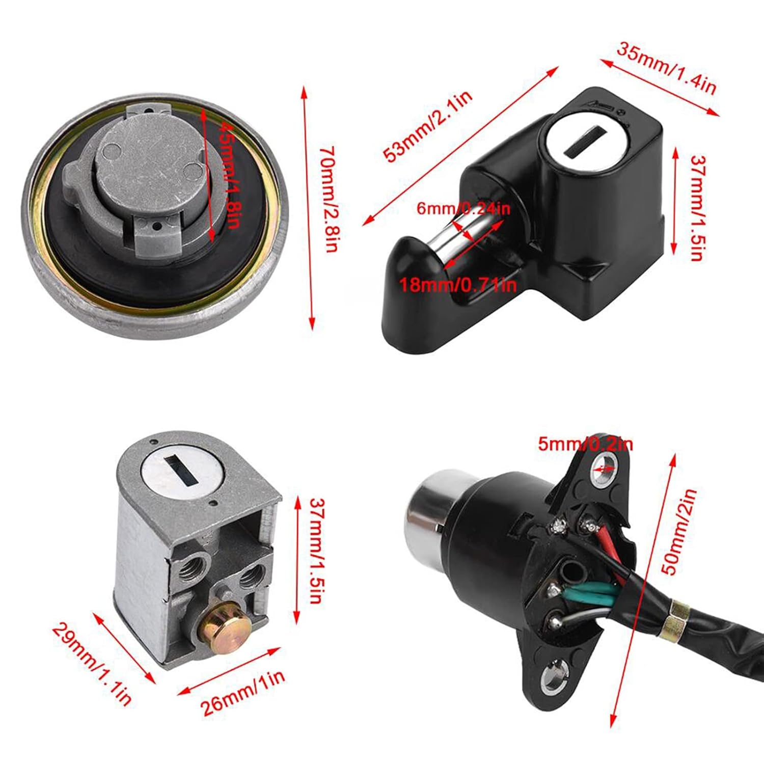 

Ignition Lock, Ignition Switch Fuel Gas Cap Helmet Seat Lock Key Set Replacement for Honda Rebel 250 CMX250