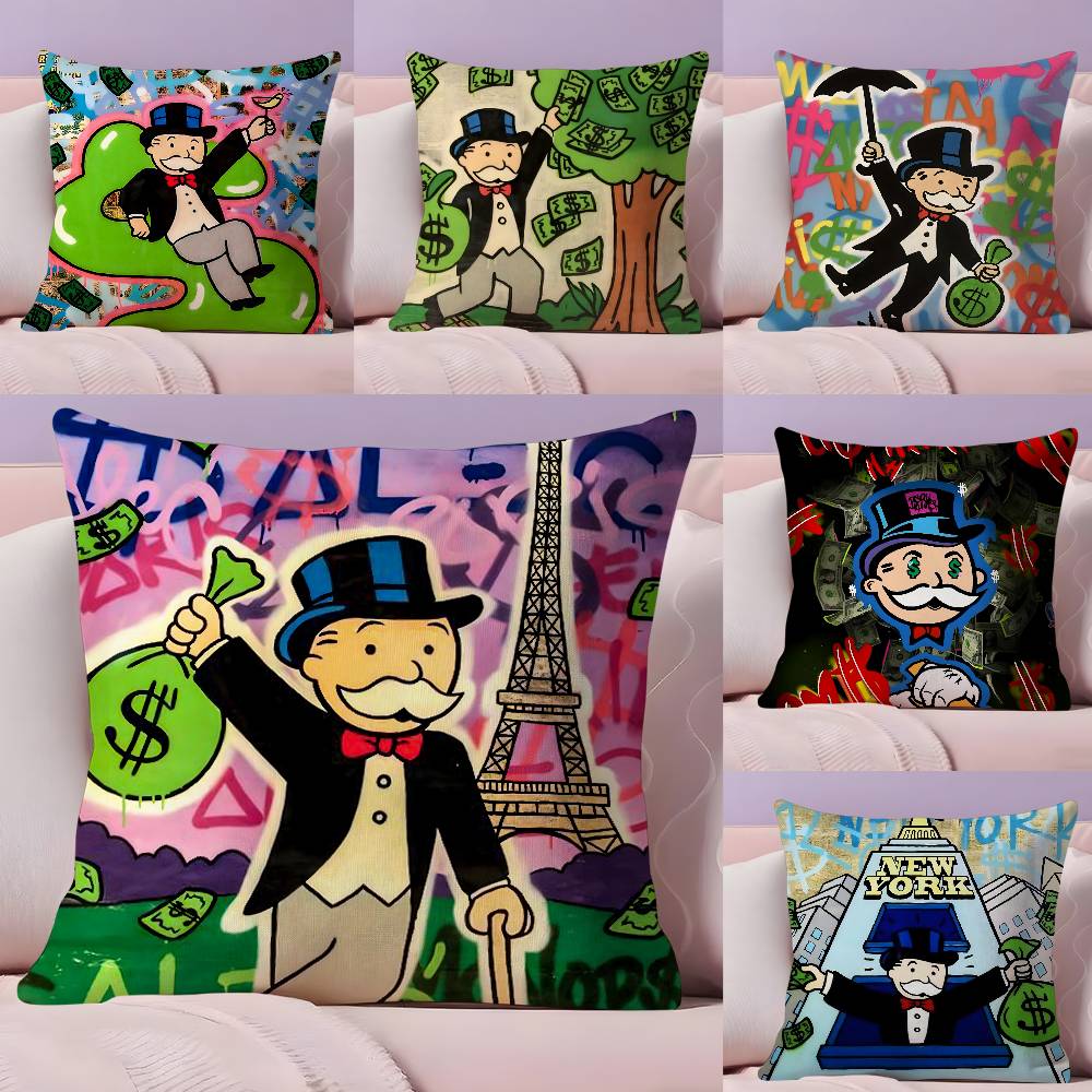 Cartoon M-Monopoly Pillow Case Ultra Soft Skin Friendly Fabric Cloud Like Comfort & Concealed Zipper