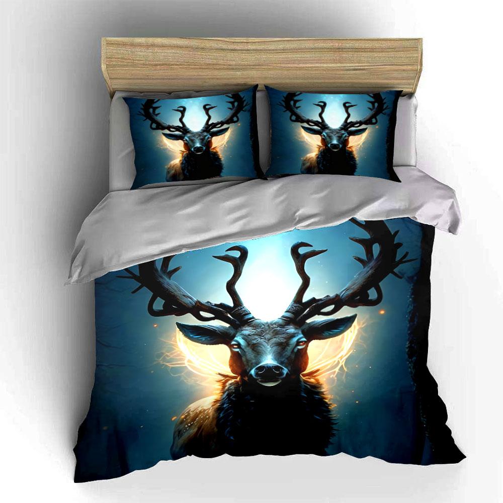 Magical Deer Decor Set Soft Comfortable Duvet Cover Bedding Set Included 1*Duvet Cover & 2*Pillowcases, Gift
