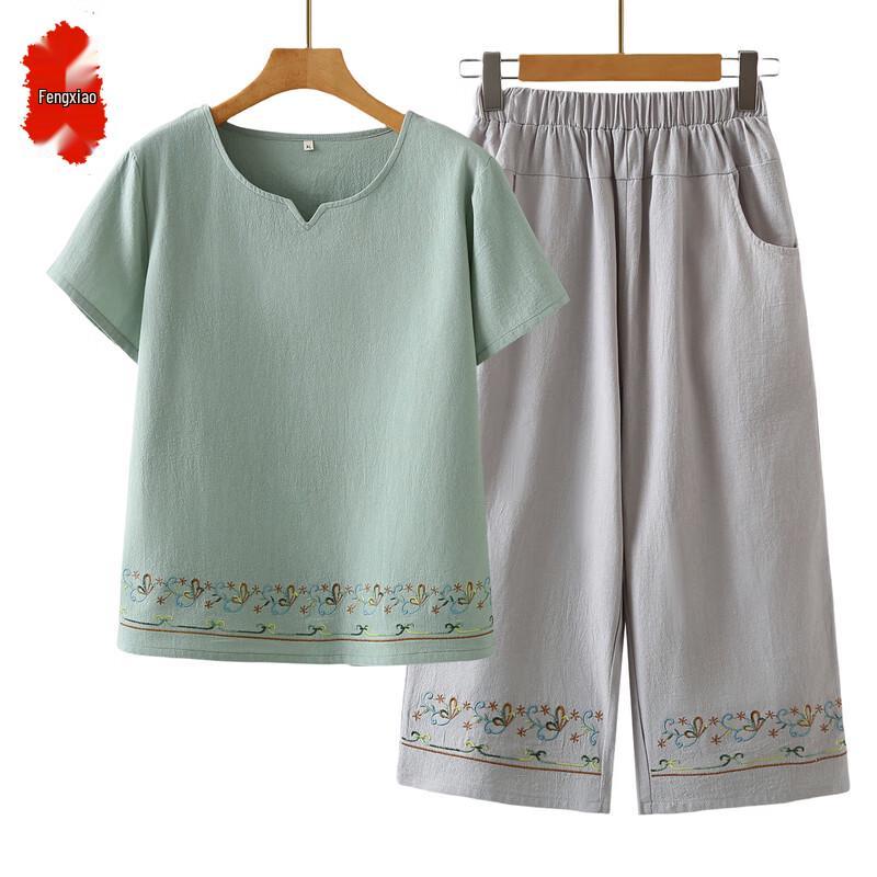 

Women s Summer Short-Sleeved T-Shirt Two-Piece Set 2XL