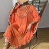 Loose Swimsuit Cover Up Dress Hollow Out Beachwear Shirt Fashion Summer Sunscreen Smock  for Women