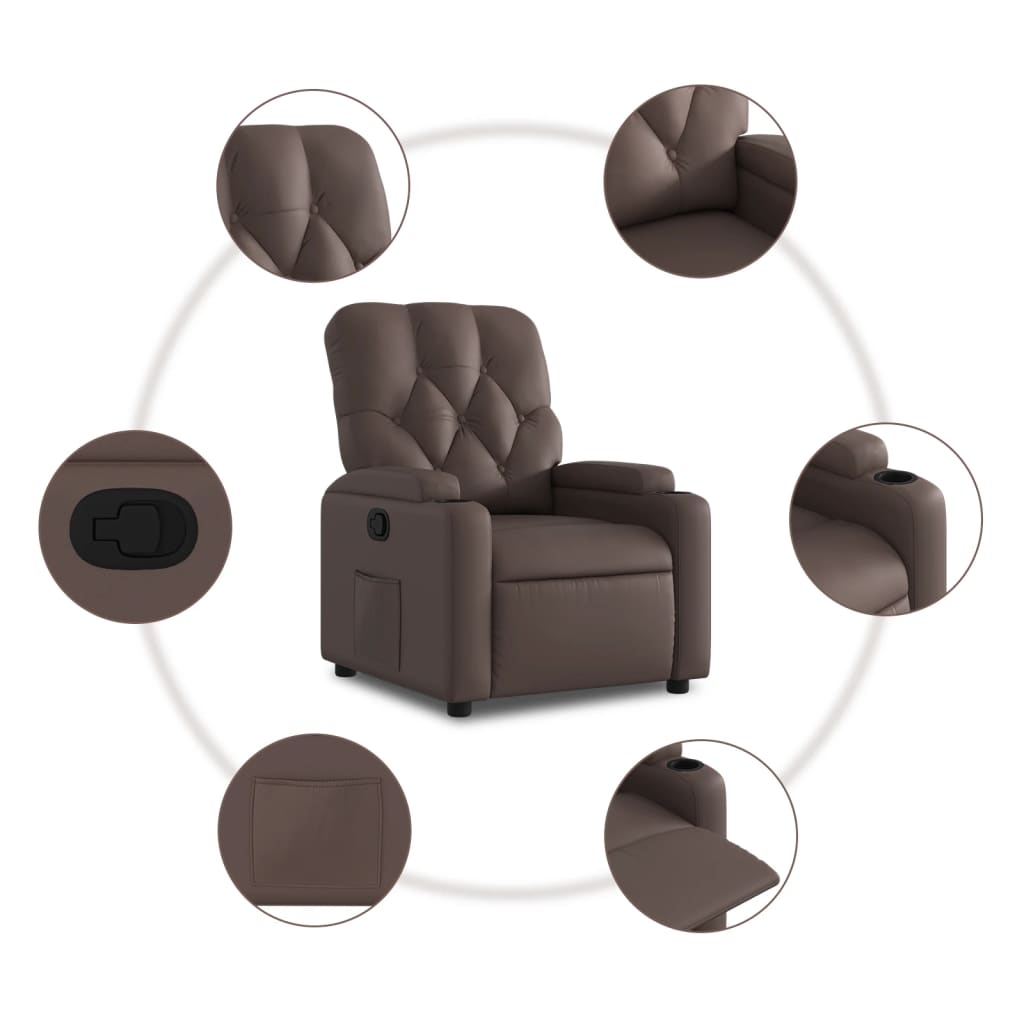 Vidaxl Foldable Armchair, Brown, Faux Leather