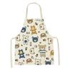 Home Kitchen Cooking Aprons Lovely Animal Bears Printed Sleeveless Linen Colorful Aprons for Men Women Baking Accessories