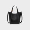 New Black Leather Bucket Bag, Autumn and Winter Portable Vegetable Basket, Commuter Messenger Bag, Niche High-end Women's Bag