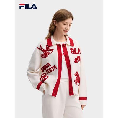 FILA Women's Blush Towel Embroidery Knitted Cardigan