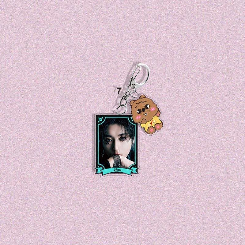 1pc Stray Kids Acrylic Keychain with SKZOO Cartoon Pendant, 2-in-1 Kpop Member Photo Frame Key Ring, SKZ Album Merchandise Bag Accessory for STAY Fans