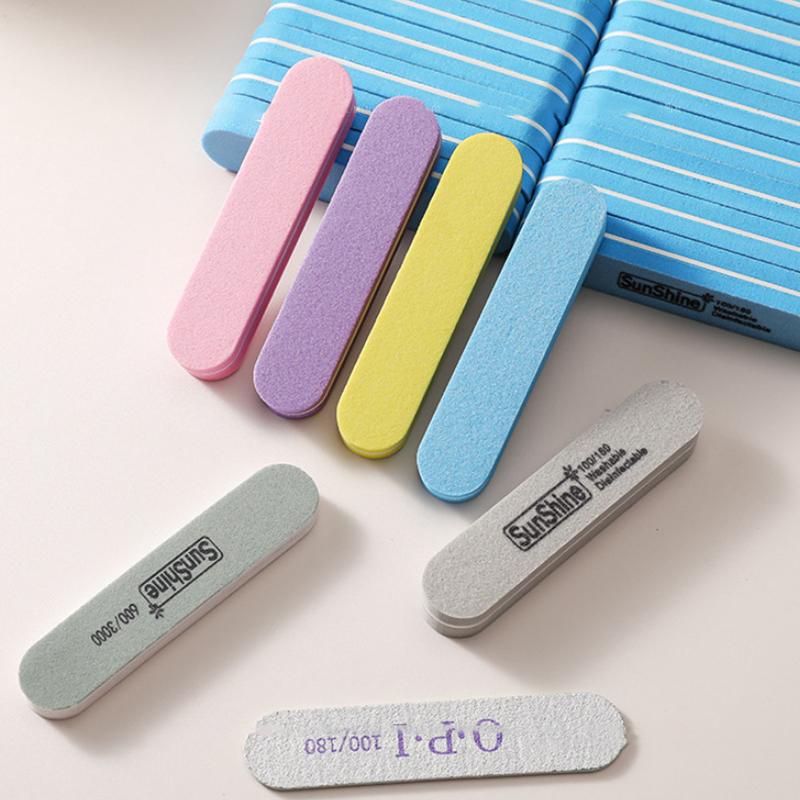 5Pcs Mini Nail File Buffers Sponge 100/180 Grit Double Sided Sanding Block Gel Polishing Foam Manicure Nail Art Files