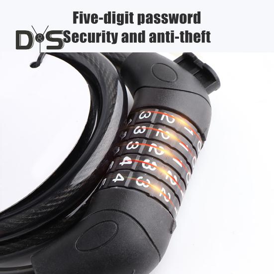 Bike Cable Lock with 5 Digits Shear-Resistant PVC Coating Universal Anti-Theft Security Protection Bicycle Scooter Safety Lock