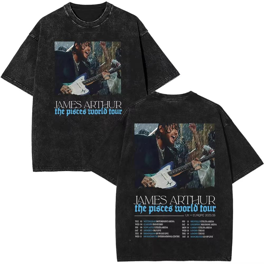 Rapper James Arthur The Pisces World Tour  Printed Tshirt Men Women Hiphop Tshirt Fan Gifts Casual Vintage Washed Tshirt