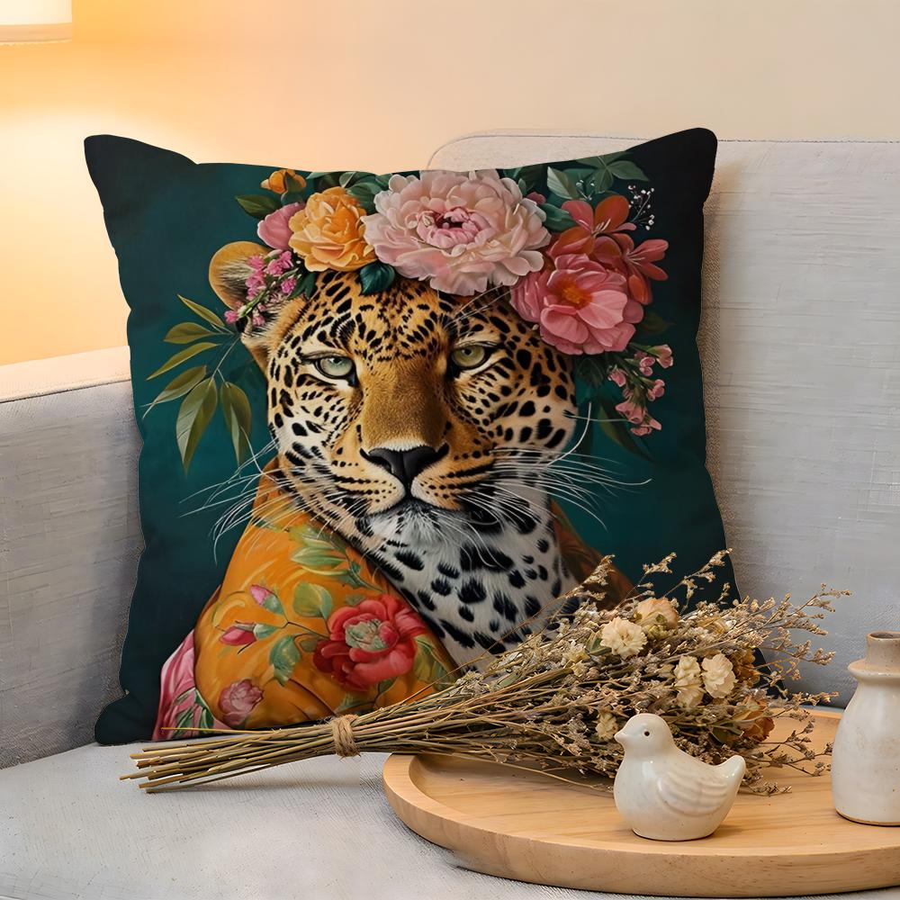 Cushion Cover  Linen  SkinFriendly Soft Decorative Case For Sofa Home Decor European Fashion Leopard Pillow cover