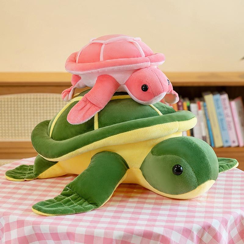 Adorable Green Turtle Plush Pillow Ultra-soft Pp Cotton Stuffed Animal Toy For Kids