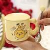 Cute Butter Ceramic Cup Mug with Lid Spoon High Value Birthday Gift Opening Event Souvenir Gift Cup
