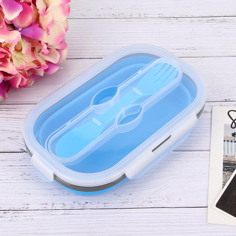 800ml Portable Silicone Folding Lunch Box Bento Boxes Food Container for Outdoor Travel Picnic