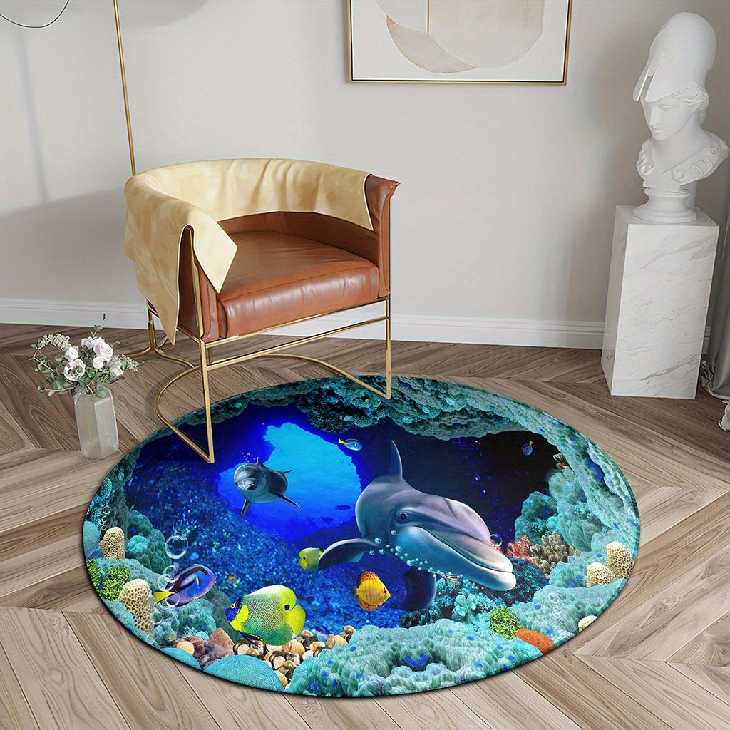 Luxuriöses Ozeantiere-Muster Runde Form Fußmatten Küche Flur Läufer Teppich Schlafzimmer Wohnzimmer Weicher Teppich Rutschfester Bereichsteppich
