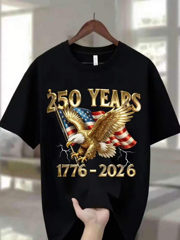 250 Years 17762026 Patriotic Eagle American Flag T Shirt Full Size S3XL Unisex T-Shirt XXL