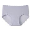 Plus Size Ice Silk Seamless Wave Edge Mid-Waist Triangle Panties