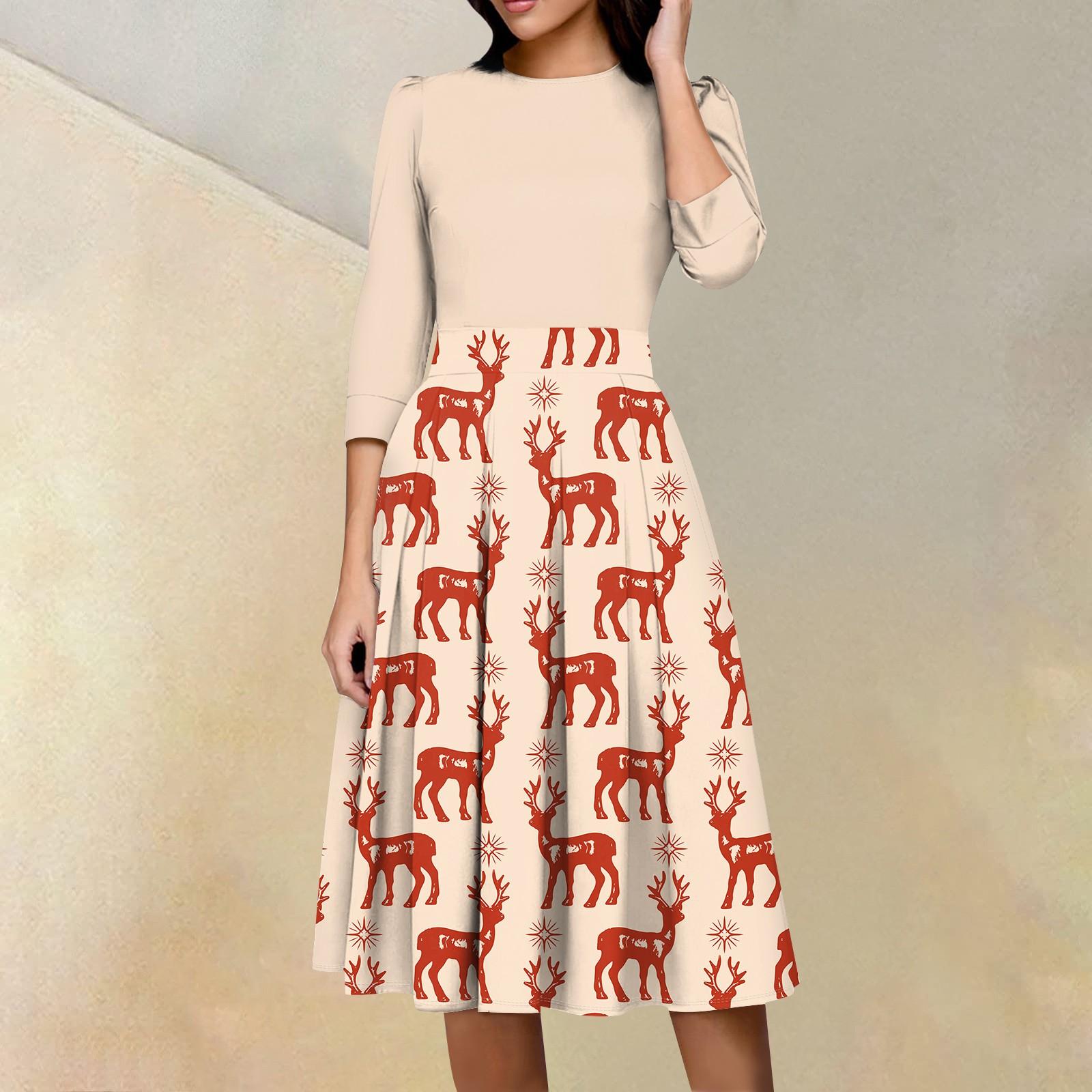 

Женское повседневное и модное платье с цветочным принтом, рукавом 3/4, карманом и молнией сзади L киноварь