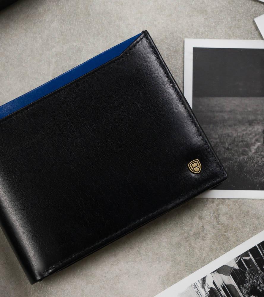 Men's Leather Wallet N992-RVT Black+Navy