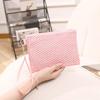 Fashion Straw Woven Bag For Women Hollow Out Beach Handbag With Wrist Strap Portable Phone Purse Solid Color Simple Cash Bag Summer Accessory