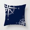 Home Decor Compass Anchor Pillow Cover Blue Mediterranean Cushion Gift Sofa Office Accessory Ornament Short Plush Material