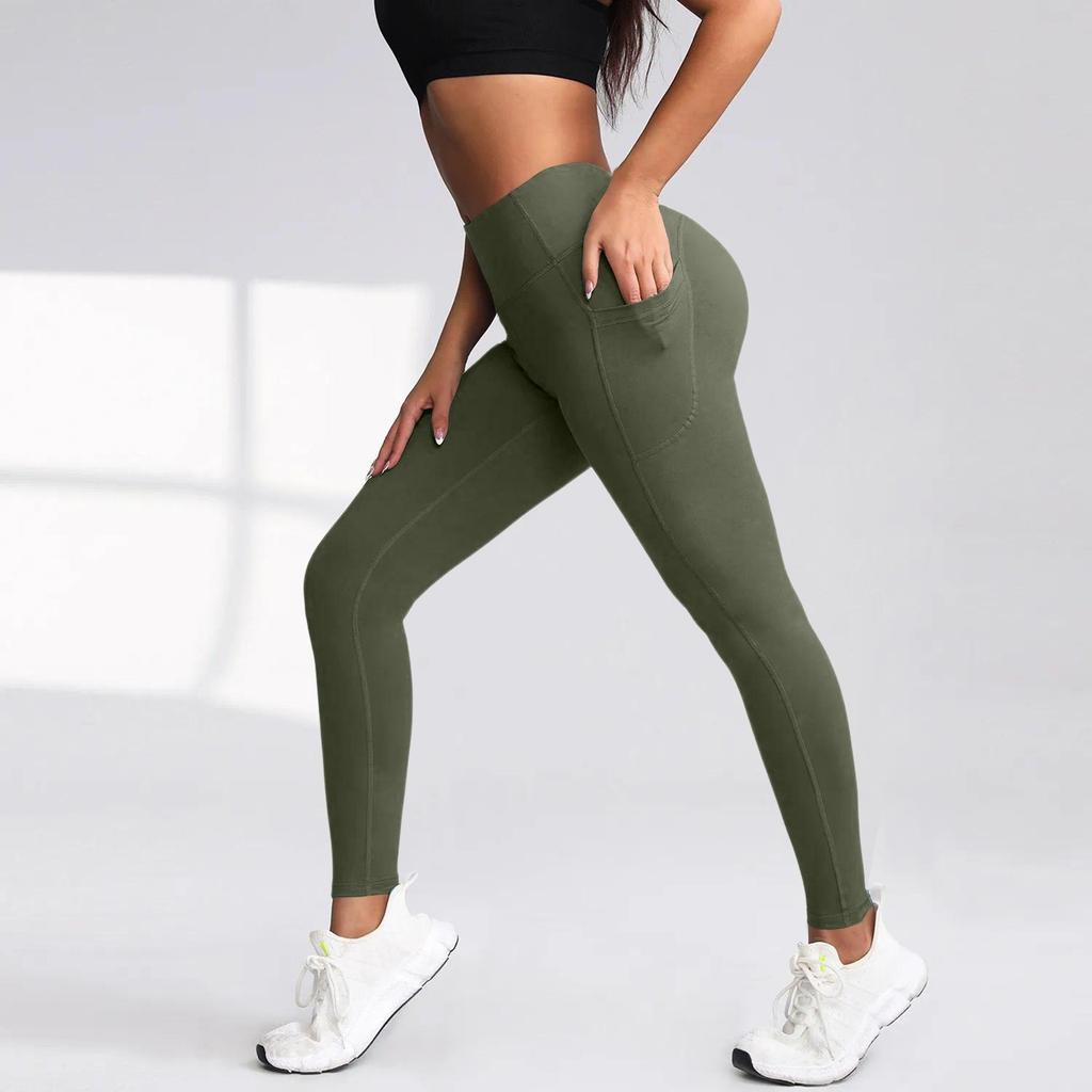 Dámské módní jednobarevné jógové kalhoty s vysokým pasem, úzké tepláky, fitness kalhoty