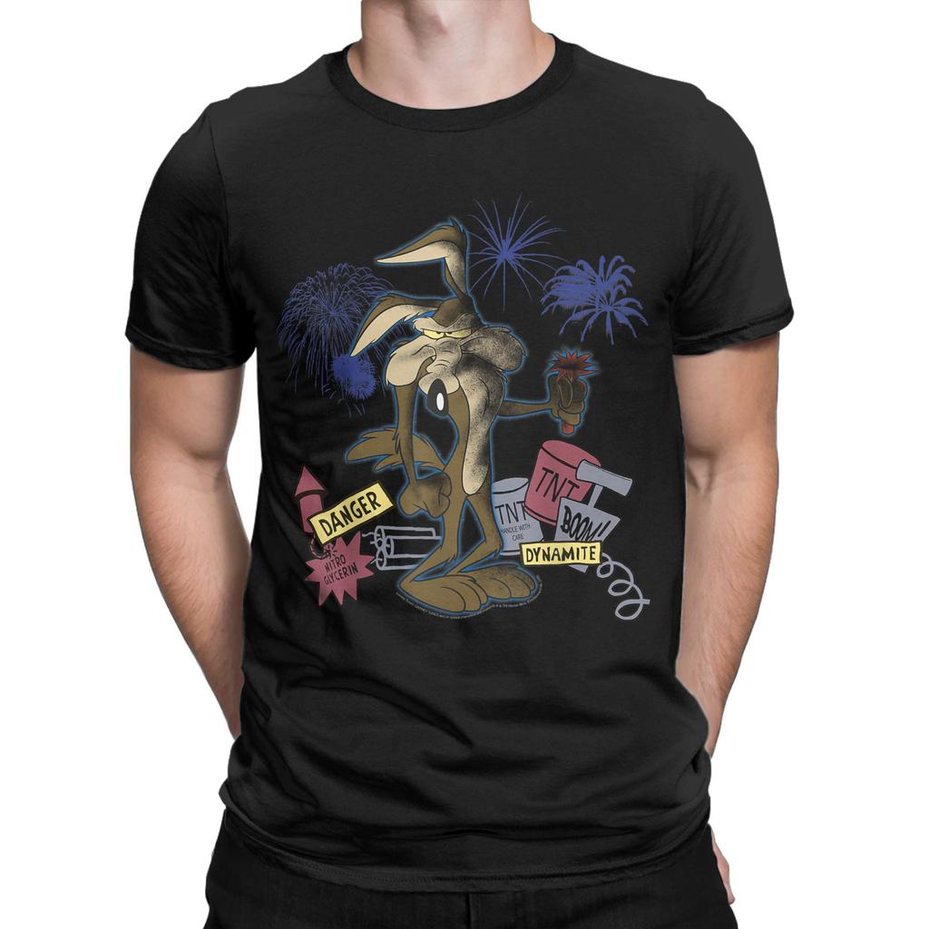 Men T-Shirt Wile E. Coyotes TNT Portrait Novelty Pure Cotton Tee Shirt Short Sleeve T Shirt Crew Neck Clothing Plus Size