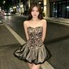 Sexy Spice Girl Leopard Print Splicing Suspender Dress Women's Summer New Pure Desire Wind Slim-fit High Waist Trouser Skirt Short Skirt