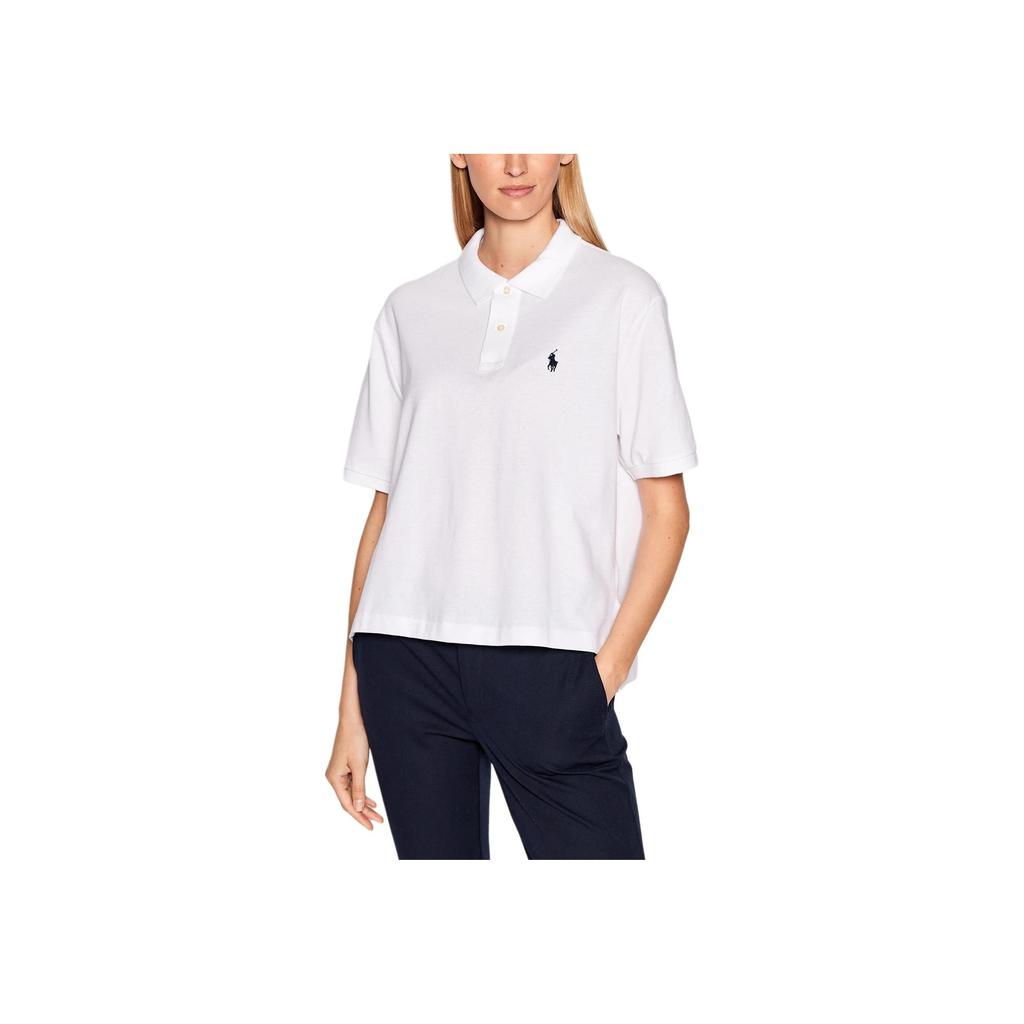 Polo Ralph Lauren SS23 Solid Color Small Pony Embroidered Short Sleeve Polo Shirt Women Tops White 211863280002