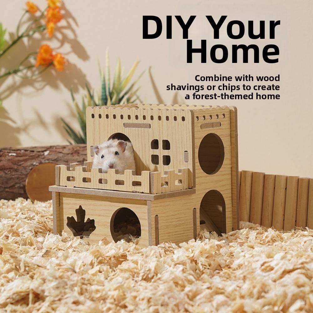 Natural Wooden Hamster House Durable Small Pets Hideaway New Cage Decor for Chinchilla