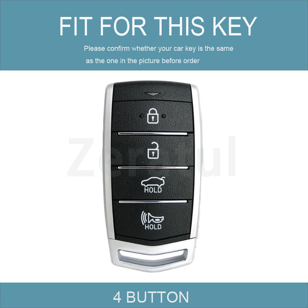 4 Buttons Tpu Auto Keychain Shell Fob Holder Protector Accessories For Hyundai - Genesis G70 G80 G90 Car Key Case Cover