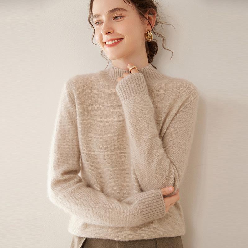 Pull en Cachemire à Col Rond pour Femme - Coupe Ample, Pull de Base Automne Hiver