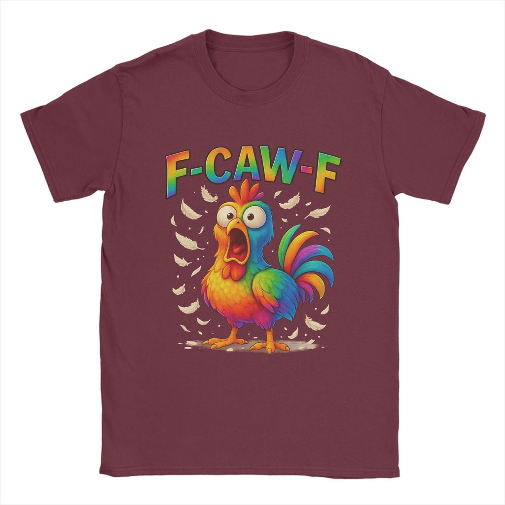 F-CAW-F Funny Chicken Humor Design Men T Shirt Casual Tee Shirt Short Sleeve Crew Neck T-Shirts Cotton Gift Idea Clothes