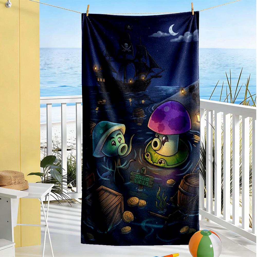 Plants Vs. Zombies Beach Towel High Absorbency & Quick-Dry Comfortable Lightweight
