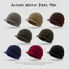 Winter Knitted Hats Unisex Short-brimmed Woolen Army Style Peaked Caps Knitted Jeep Cap Fashion Solid Color Autumn Wool Cap Man