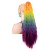 Ponytails Rainbow Ombre Gradient Color Long Curly Ponytail Hair Extension with Claw Instant Styling Hairpiece for Women
