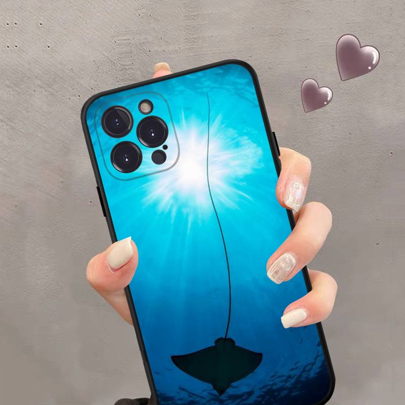 Manta Ray Phone Case Silicone Soft For Iphone 14 13 12 11 Pro Mini XS MAX 8 7 6 Plus X 2020 XR Shell