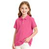 Girls' Short Sleeve School Uniform T-Shirt with Three Button Placket